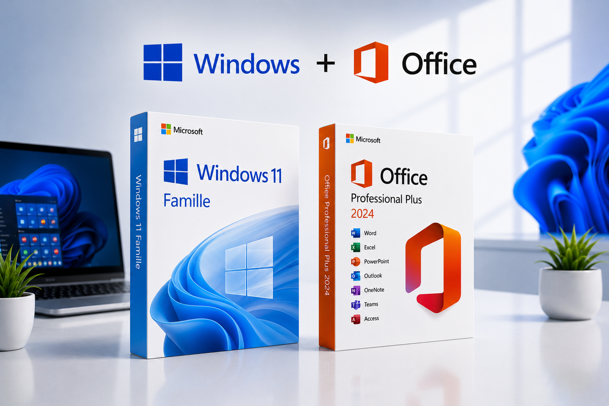 Pack Office 2024 Pro plus + Windows 11 famille Ma clé Informatique