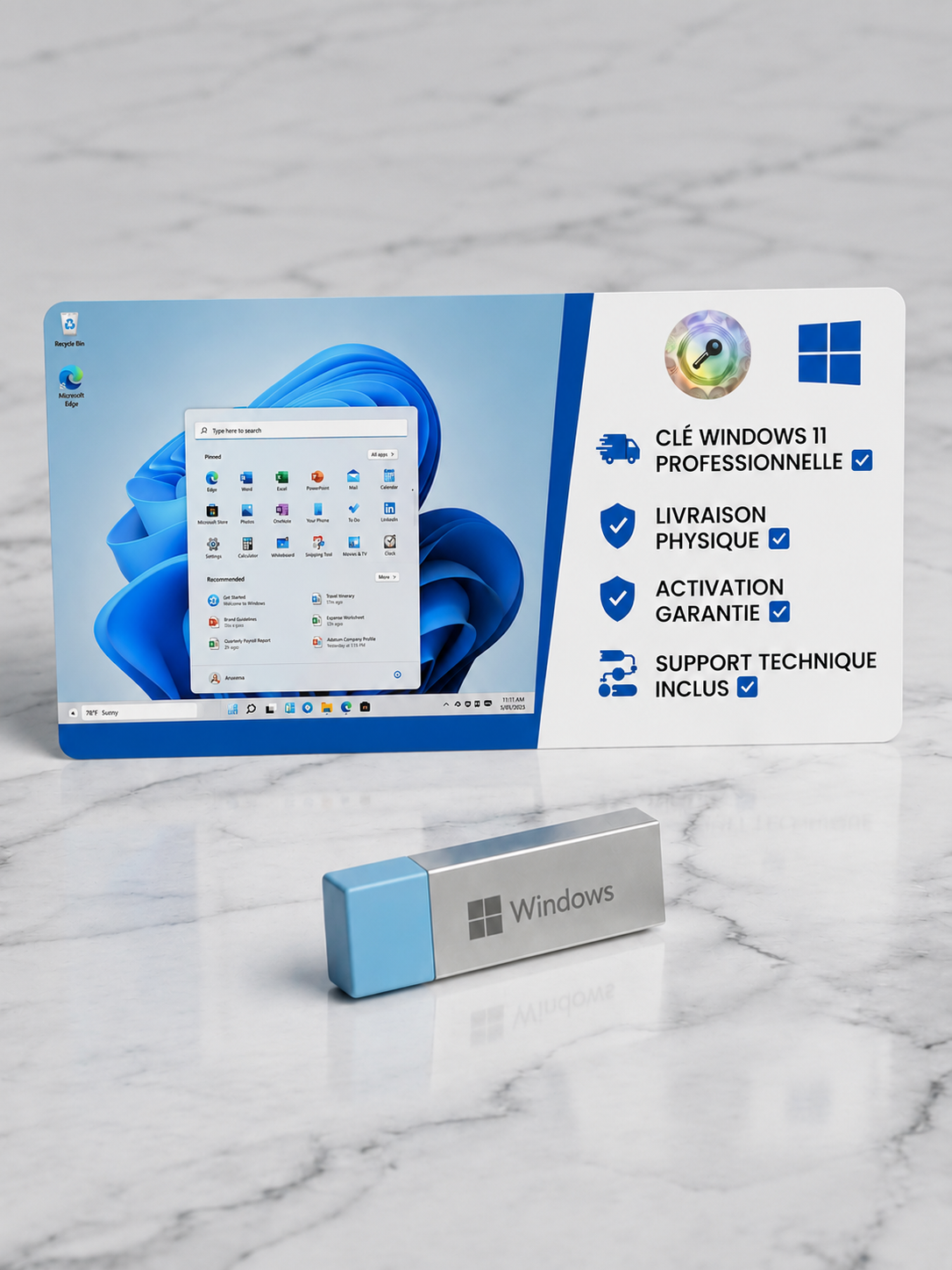 Windows 11 Pro : Licence Officielle + Clé USB d'Installation Ma clé Informatique